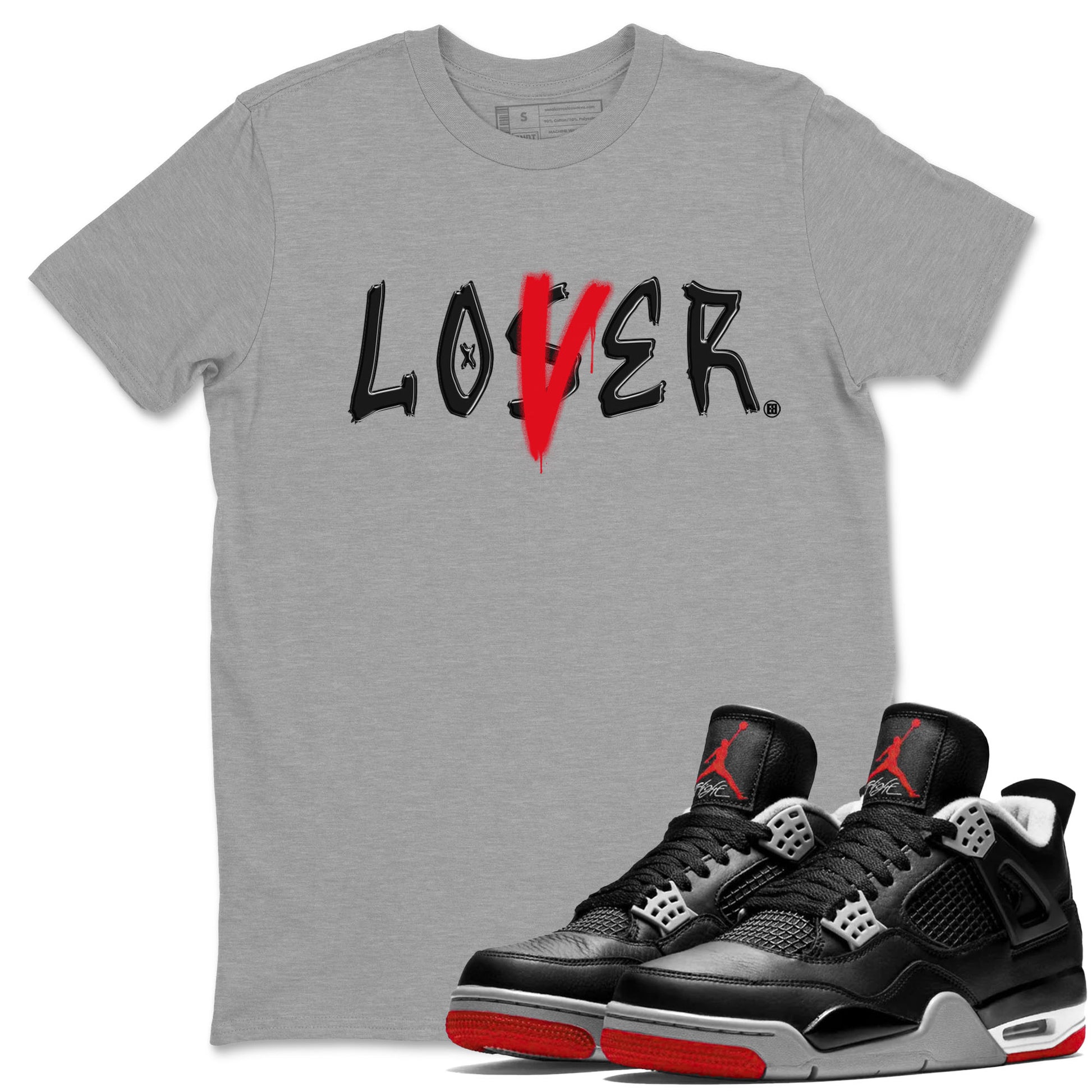 Air Jordan 4 Bred Reimagined shirt to match jordans Loser Lover sneaker tees 4s Bred Reimagined SNRT Sneaker Release Tees unisex cotton Heather Grey 1 crew neck shirt