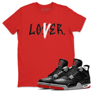 Air Jordan 4 Bred Reimagined shirt to match jordans Loser Lover sneaker tees 4s Bred Reimagined SNRT Sneaker Release Tees unisex cotton Red 1 crew neck shirt