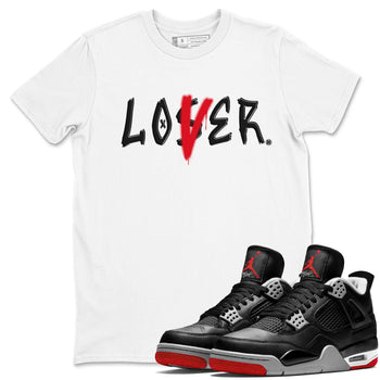 Air Jordan 4 Bred Reimagined shirt to match jordans Loser Lover sneaker tees 4s Bred Reimagined SNRT Sneaker Release Tees unisex cotton White 1 crew neck shirt