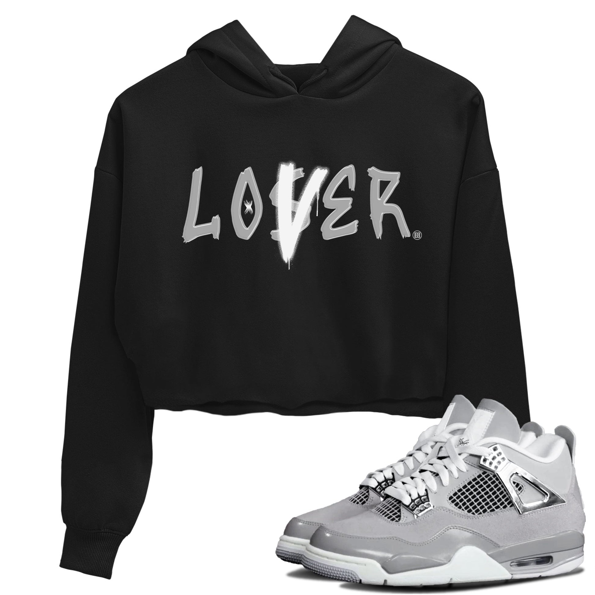 Air Jordan 4 Retro Frozen Moments shirt to match jordans Loser Lover sneaker tees AJ4 Frozen Moments SNRT Sneaker Release Tees Black 1 Crop T-Shirt