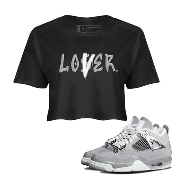 Air Jordan 4 Retro Frozen Moments shirt to match jordans Loser Lover sneaker tees AJ4 Frozen Moments SNRT Sneaker Release Tees Black 1 Crop T-Shirt