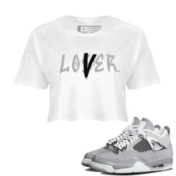 Air Jordan 4 Retro Frozen Moments shirt to match jordans Loser Lover sneaker tees AJ4 Frozen Moments SNRT Sneaker Release Tees White 1 Crop T-Shirt