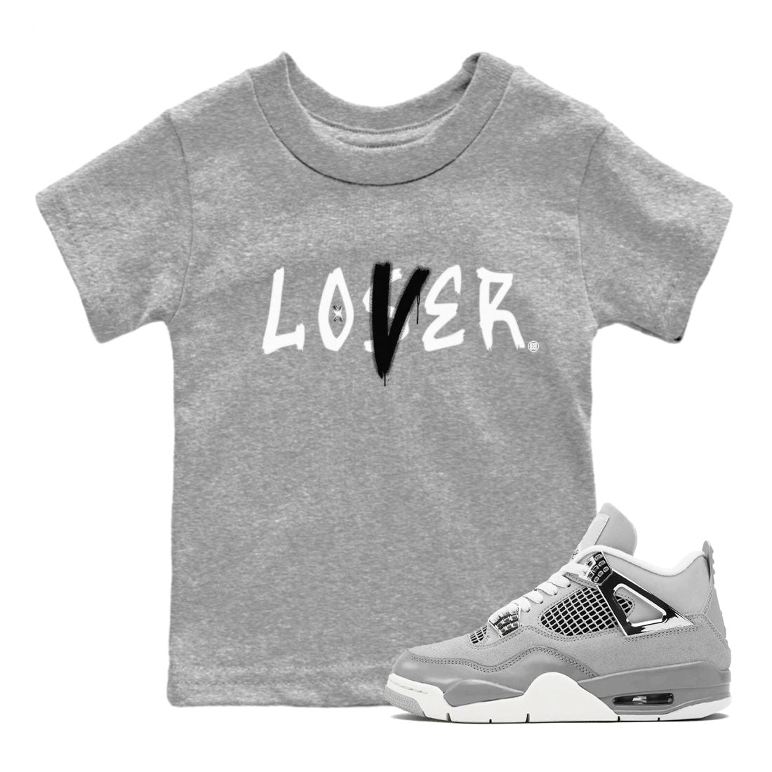 Air Jordan 4 Retro Frozen Moments shirt to match jordans Loser Lover sneaker tees AJ4 Frozen Moments SNRT Sneaker Release Tees Baby Toddler Heather Grey 1 T-Shirt