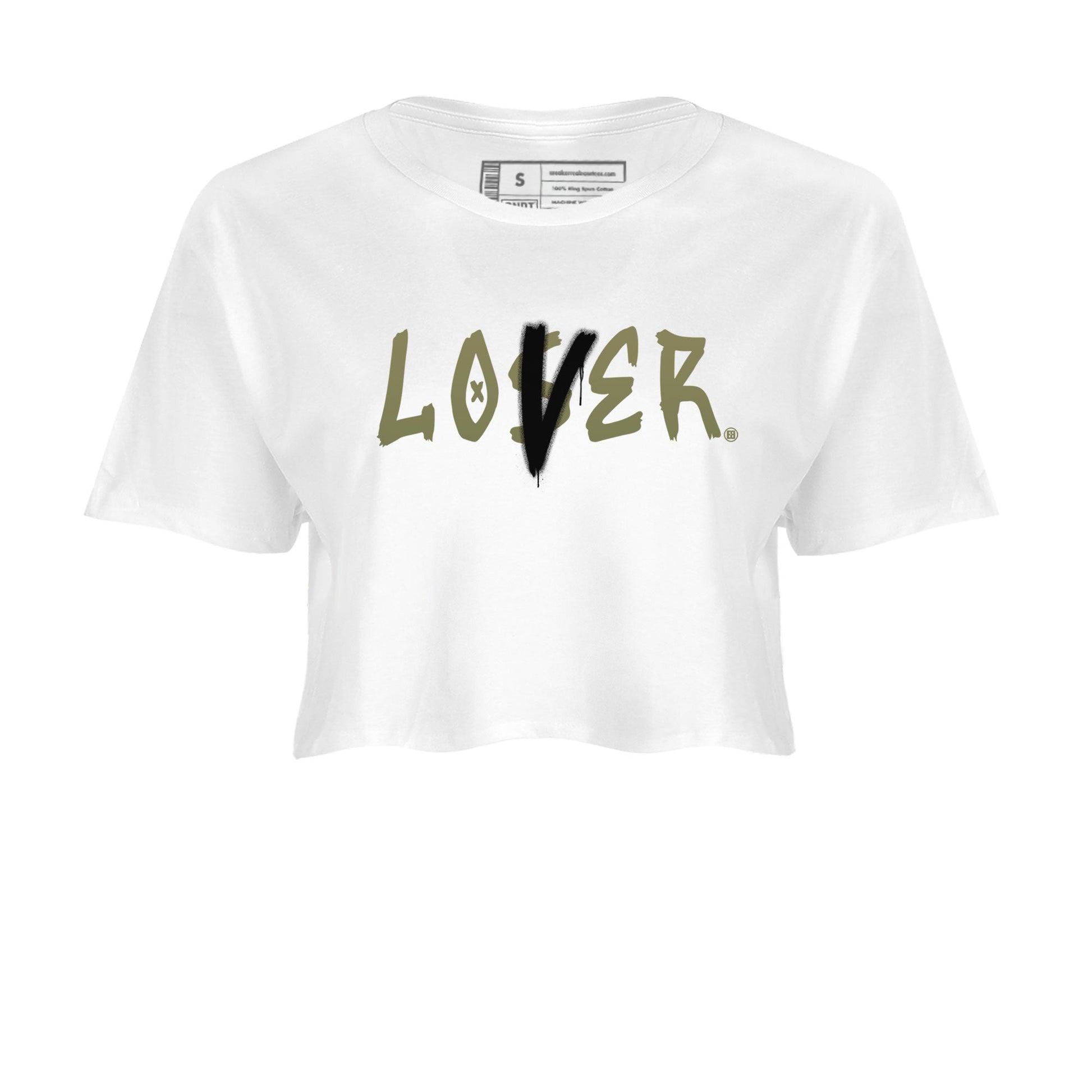 Air Jordan 4 Medium Olive shirt to match jordans Loser Lover sneaker match tees 4s Olive SNRT Sneaker Release Tees White 2 Crop T-Shirt