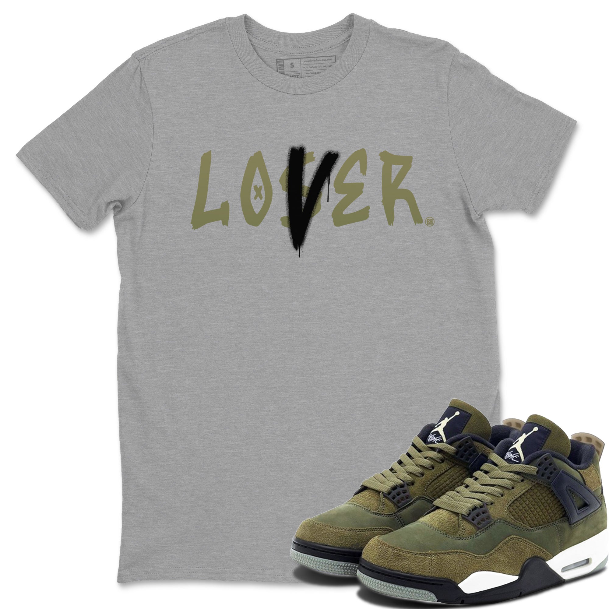 Air Jordan 4 Medium Olive shirt to match jordans Loser Lover sneaker match tees 4s Olive SNRT Sneaker Release Tees Unisex Heather Grey 1 T-Shirt
