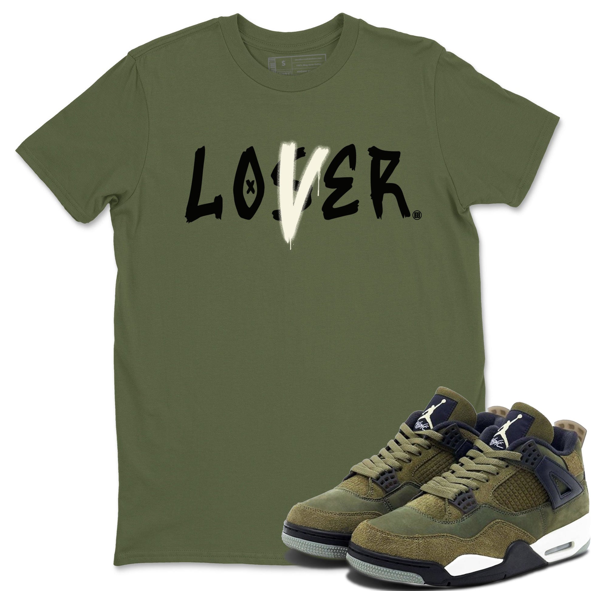 Air Jordan 4 Medium Olive shirt to match jordans Loser Lover sneaker match tees 4s Olive SNRT Sneaker Release Tees Unisex Military Green 1 T-Shirt