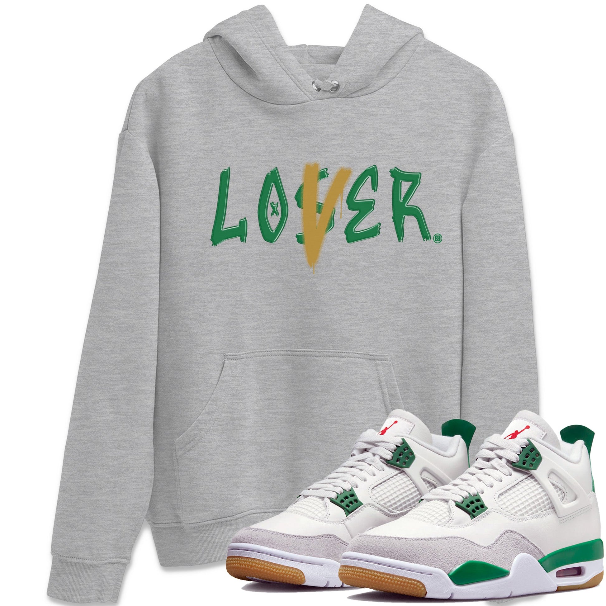Jordan 4 Pine Green SB Sneaker Match Tees Loser Lover Sneaker Tees Nike SB x Jordan 4 Pine Green Sneaker Tees Sneaker Release Shirts Unisex Shirts Heather Grey 1