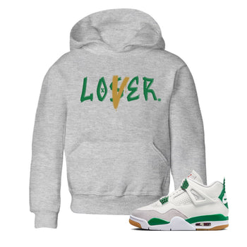 Air Jordan 4 Pine Green Sneaker Match Tees Loser Lover Sneaker Tees Nike SB x Jordan 4 Pine Green Sneaker Release Tees Kids Shirts Heather Grey 1