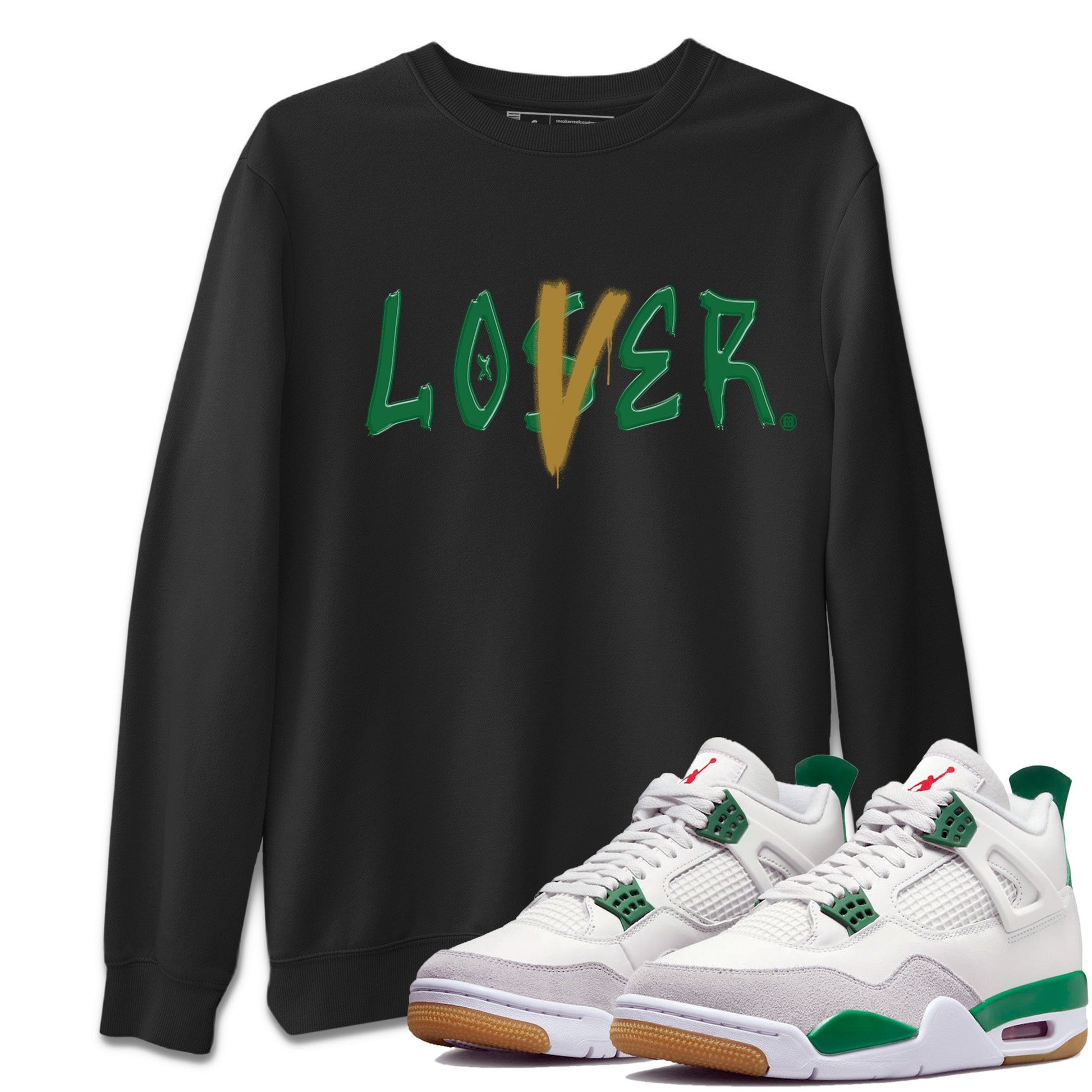 Air Jordan 4 Pine Green Loser Lover Crew Neck Sneaker Tees Nike SB x Jordan 4 Pine Green Sneaker T-Shirts Washing and Care Tip