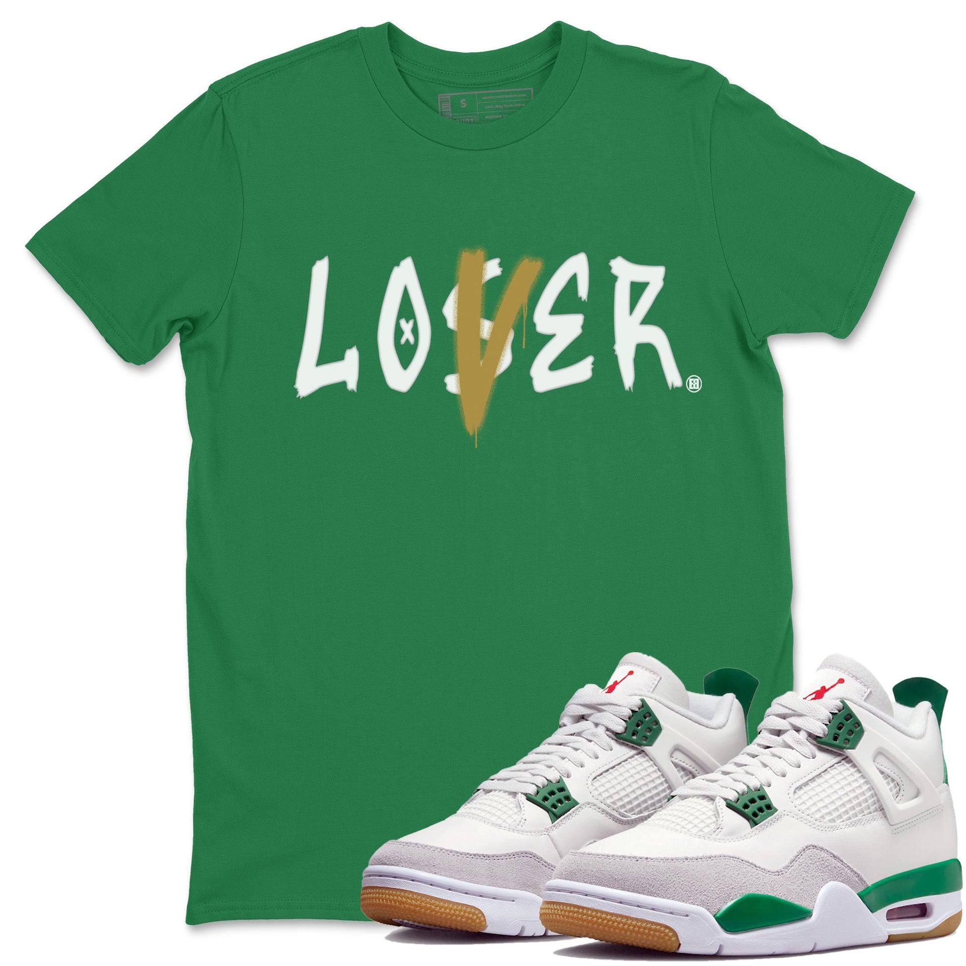 Air Jordan 4 Pine Green Loser Lover Crew Neck Sneaker Tees Nike SB x Jordan 4 Pine Green Sneaker T-Shirts Size Chart