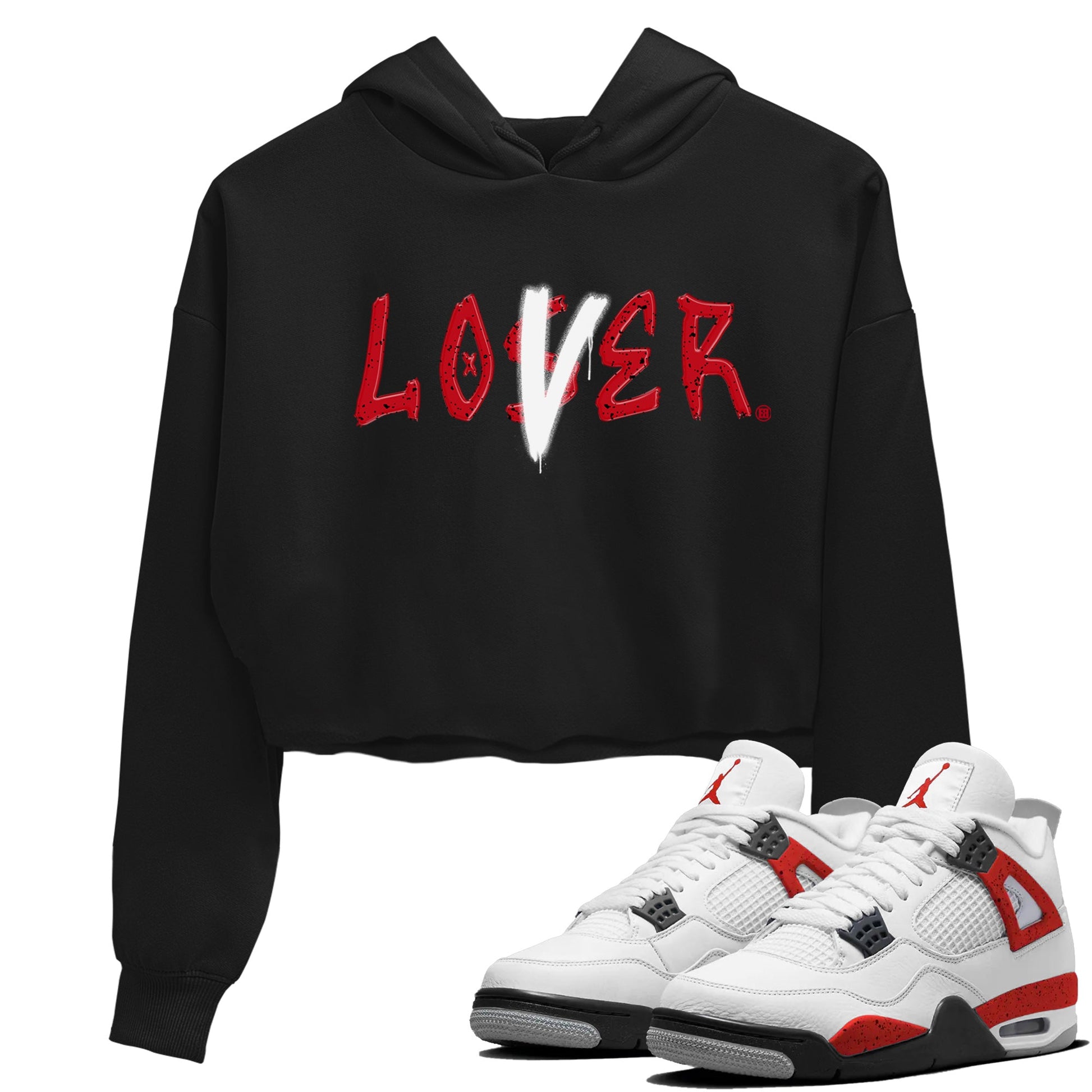 Jordan 4 Red Cement Tees Outfits Loser Lover Sneaker Tees Air Jordan 4 Red Cement Sneaker Release Tees Women's Shirts Black 1