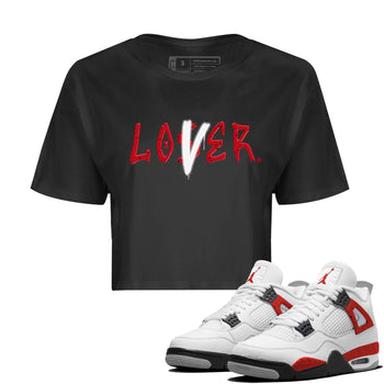 Jordan 4 Red Cement Tees Outfits Loser Lover Sneaker Tees Air Jordan 4 Red Cement Sneaker Release Tees Women's Shirts Black 1