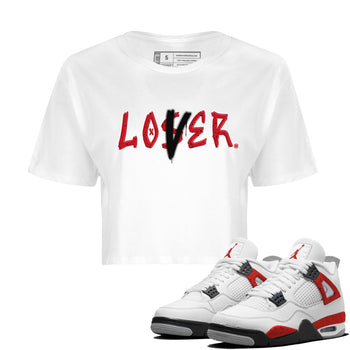 Jordan 4 Red Cement Tees Outfits Loser Lover Sneaker Tees Air Jordan 4 Red Cement Sneaker Release Tees Women's Shirts White 1