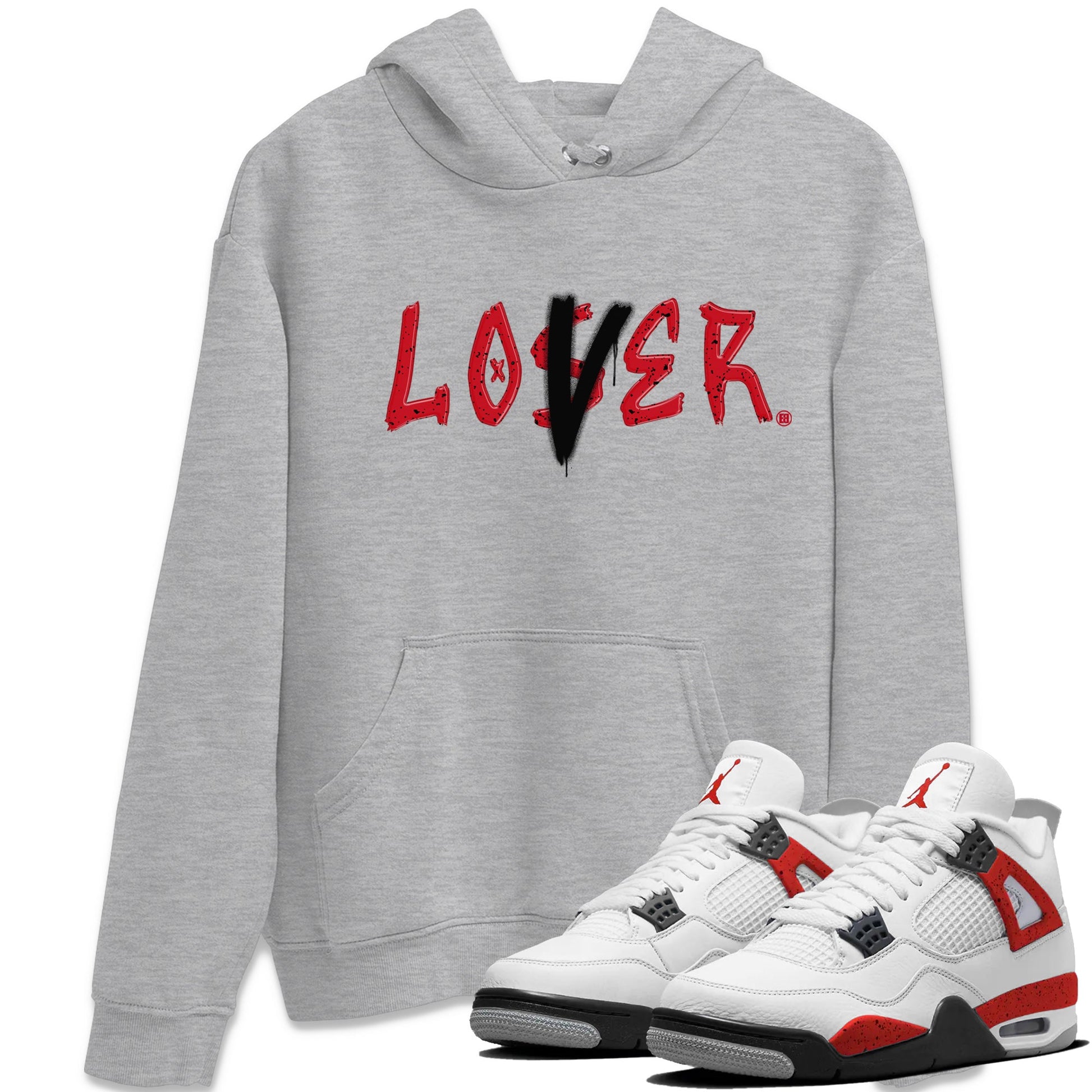 Jordan 4 Red Cement Tees Outfits Loser Lover Sneaker Tees Air Jordan 4 Red Cement Sneaker Release Tees Unisex Shirts Heather Grey 1