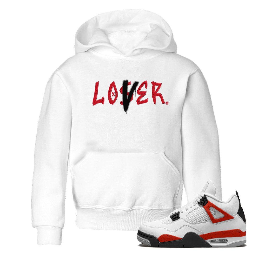 Jordan 4 Red Cement Tees Outfits Loser Lover Sneaker Tees Air Jordan 4 Red Cement Sneaker Release Tees Kids Shirts White 1