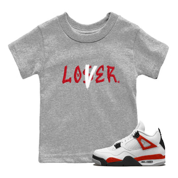 Jordan 4 Red Cement Tees Outfits Loser Lover Sneaker Tees Air Jordan 4 Red Cement Sneaker Release Tees Kids Shirts Heather Grey 1
