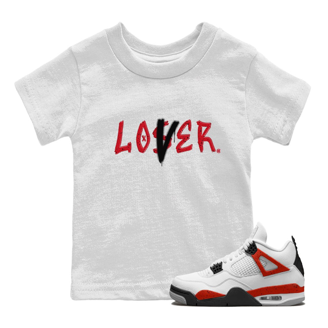Jordan 4 Red Cement Tees Outfits Loser Lover Sneaker Tees Air Jordan 4 Red Cement Sneaker Release Tees Kids Shirts White 1