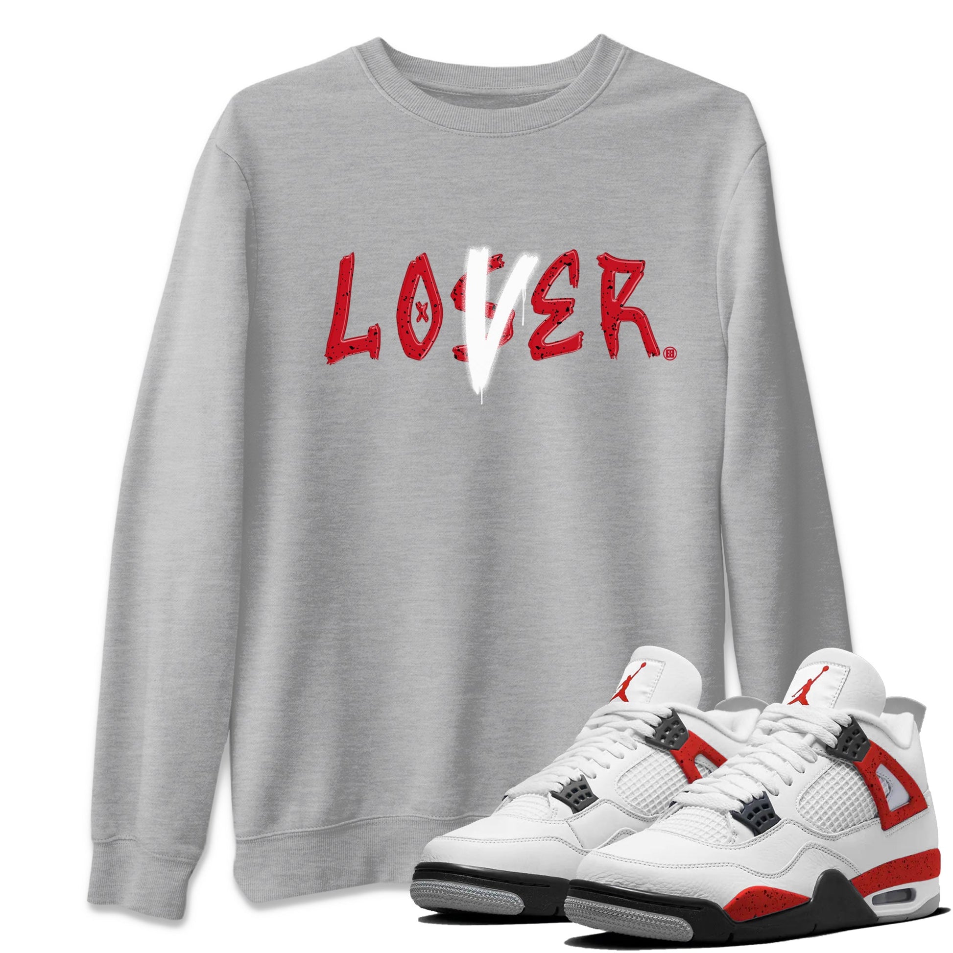 Jordan 4 Red Cement Tees Outfits Loser Lover Sneaker Tees Air Jordan 4 Red Cement Sneaker Release Tees Unisex Shirts Heather Grey 1