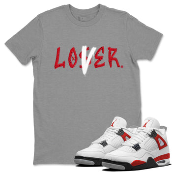 Jordan 4 Red Cement Tees Outfits Loser Lover Sneaker Tees Air Jordan 4 Red Cement Sneaker Release Tees Unisex Shirts Heather Grey 1