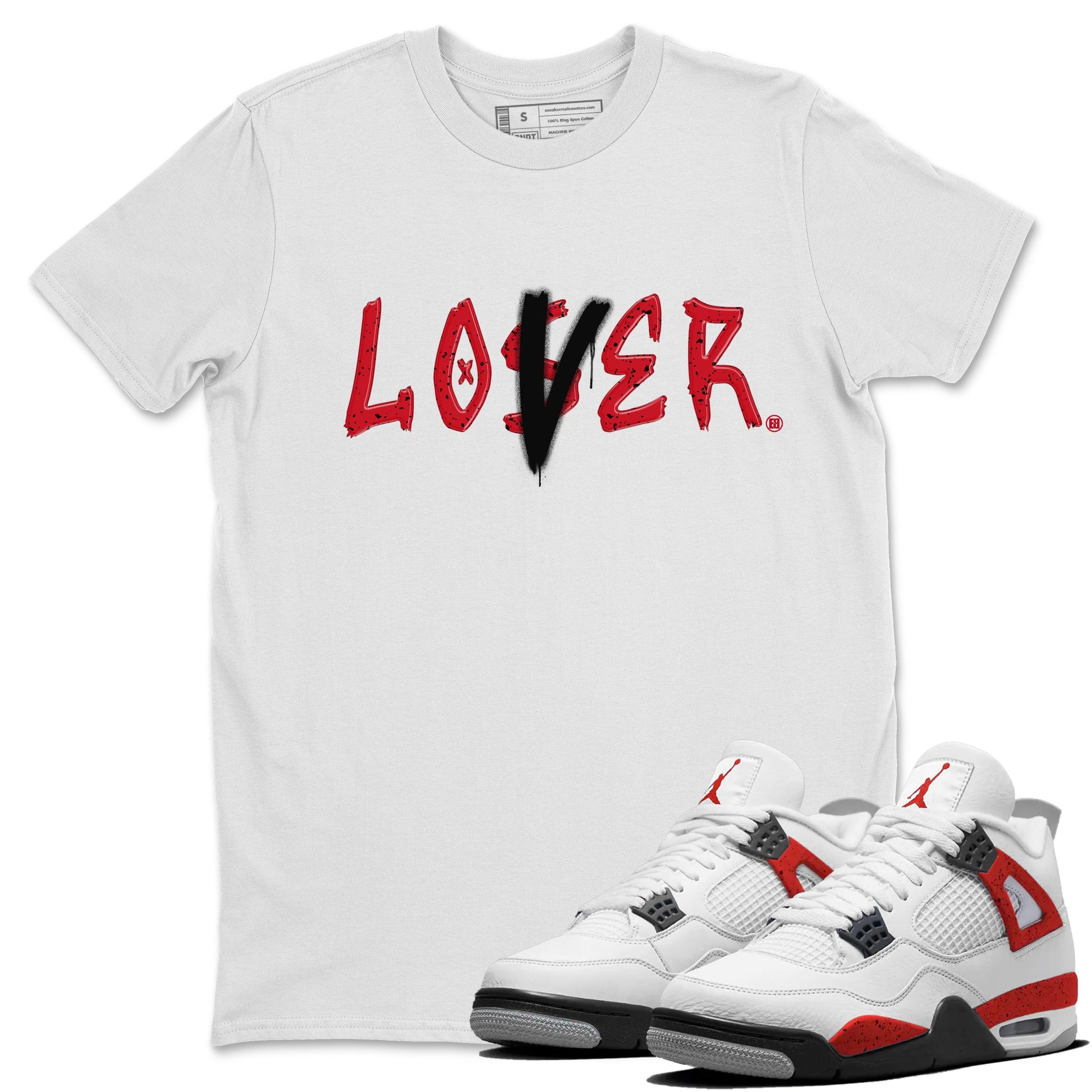 Jordan 4 Red Cement Tees Outfits Loser Lover Sneaker Tees Air Jordan 4 Red Cement Sneaker Release Tees Unisex Shirts White 1