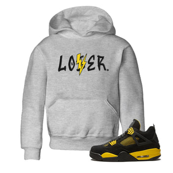 Air Jordan 4 Thunder Sneaker Match Tees Loser Lover Sneaker Tees Air Jordan 4 Retro Thunder Tee Kids Shirts Heather Grey 1