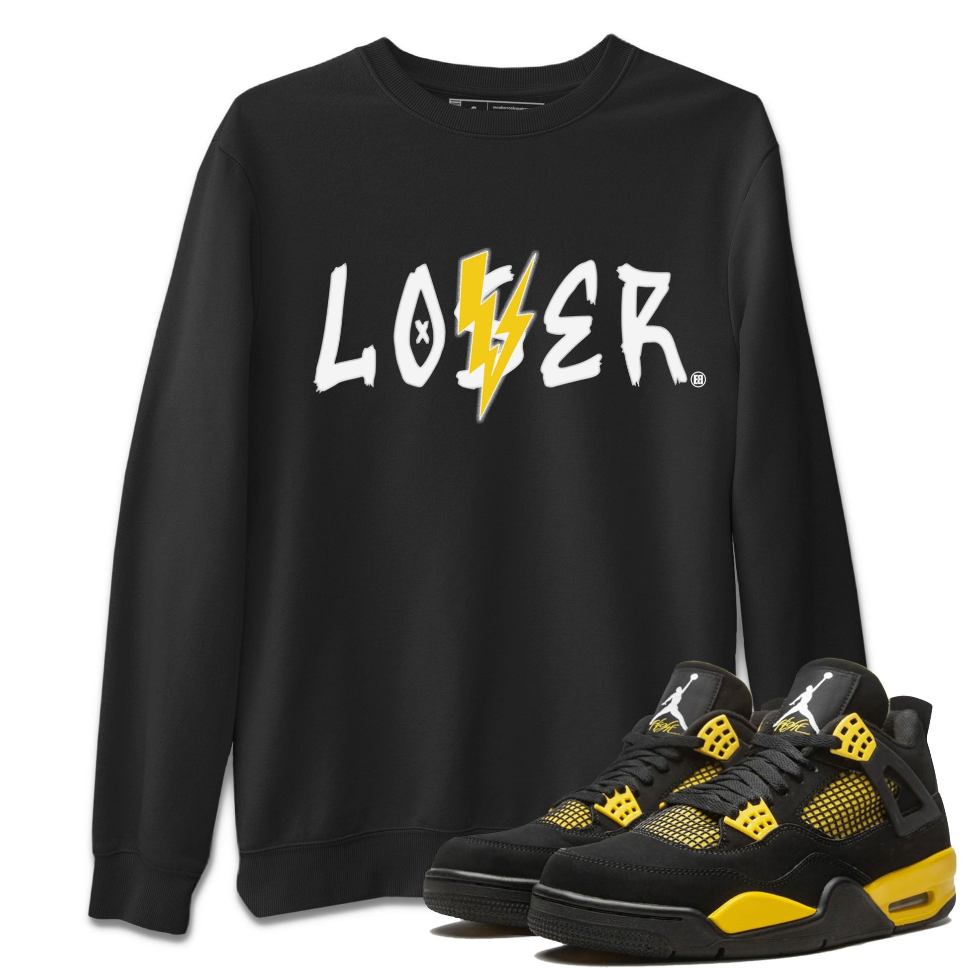 Air Jordan 4 Thunder Sneaker Match Tees Loser Lover Sneaker Tees Air Jordan 4 Retro Thunder Tee Unisex Shirts Black 1