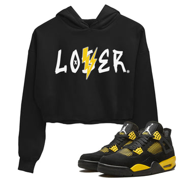 Air Jordan 4 Thunder Sneaker Match Tees Loser Lover Sneaker Tees Air Jordan 4 Retro Thunder Tee Women's Shirts Black 1