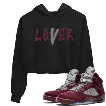 Air Jordan 5 Burgundy Sneaker Match Tees Loser Lover Jordan 5 Burgundy Tee Sneaker Release Tees Women's Shirts Black 1