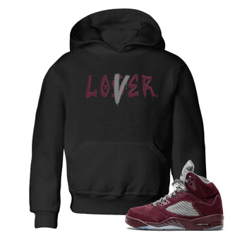Air Jordan 5 Burgundy Sneaker Match Tees Loser Lover Jordan 5 Burgundy Tee Sneaker Release Tees Kids Shirts Black 1
