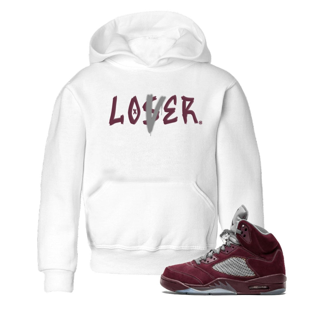 Air Jordan 5 Burgundy Sneaker Match Tees Loser Lover Jordan 5 Burgundy Tee Sneaker Release Tees Kids Shirts White 1