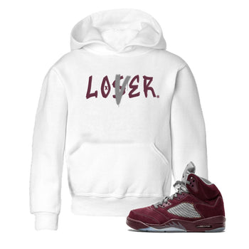 Air Jordan 5 Burgundy Sneaker Match Tees Loser Lover Jordan 5 Burgundy Tee Sneaker Release Tees Kids Shirts White 1