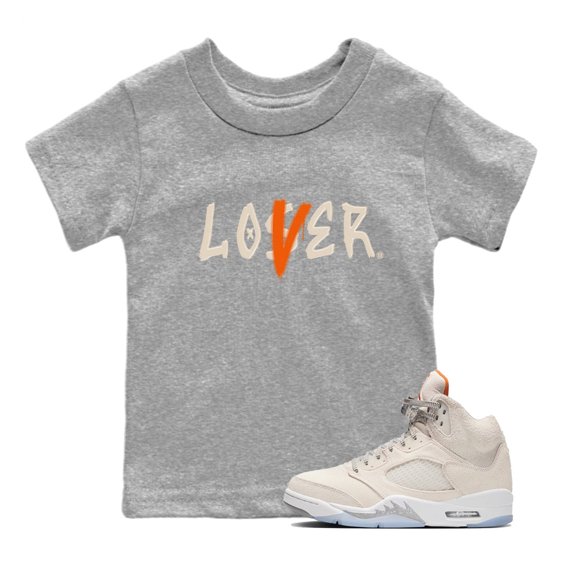 Jordan 5 Craft Tee Loser Lover Sneaker Tees Air Jordan 5 Craft Sneaker Release Tees Kids Shirts Heather Grey 1