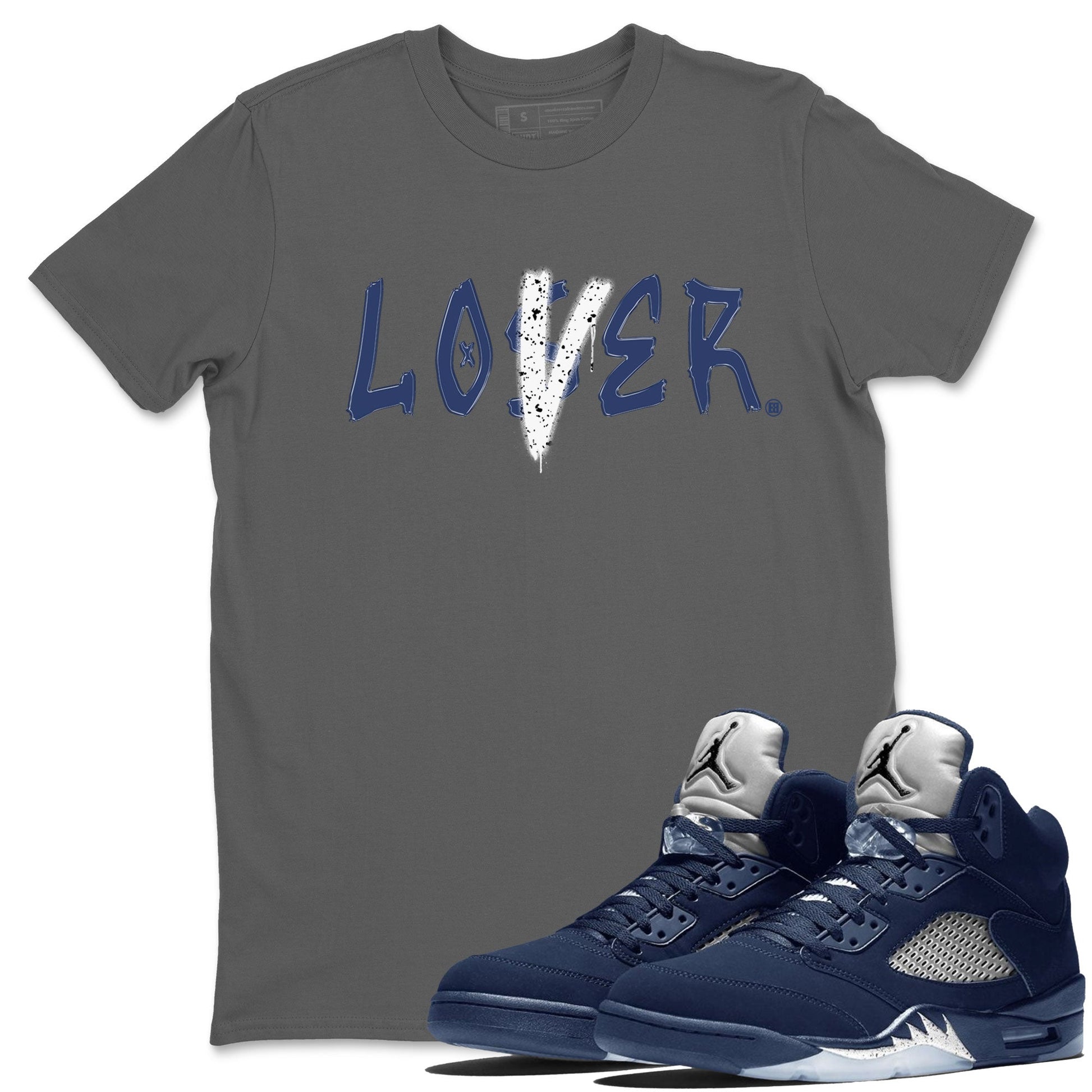 Jordan 5 Retro Midnight Navy shirt to match jordans Navy Loser Lover sneaker tees Air Jordan 5 Georgetown 5s Navy SNRT Sneaker Tees Unisex Navy 5s Sneaker Matching Clothes Cool Grey 1 T-Shirt