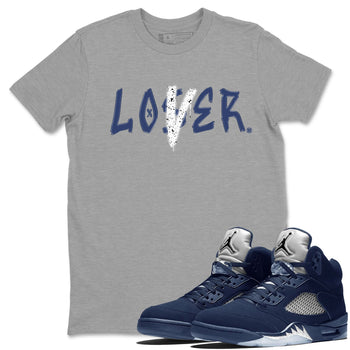 Jordan 5 Retro Midnight Navy shirt to match jordans Navy Loser Lover sneaker tees Air Jordan 5 Georgetown 5s Navy SNRT Sneaker Tees Unisex Navy 5s Sneaker Matching Clothes Heather Grey 1 T-Shirt