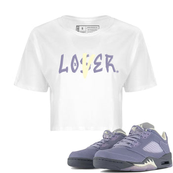 Air Jordan 5 Indigo Haze Sneaker Match Tees Loser Lover 5s Indigo Haze Tee Sneaker Release Tees Women's Shirts White 1