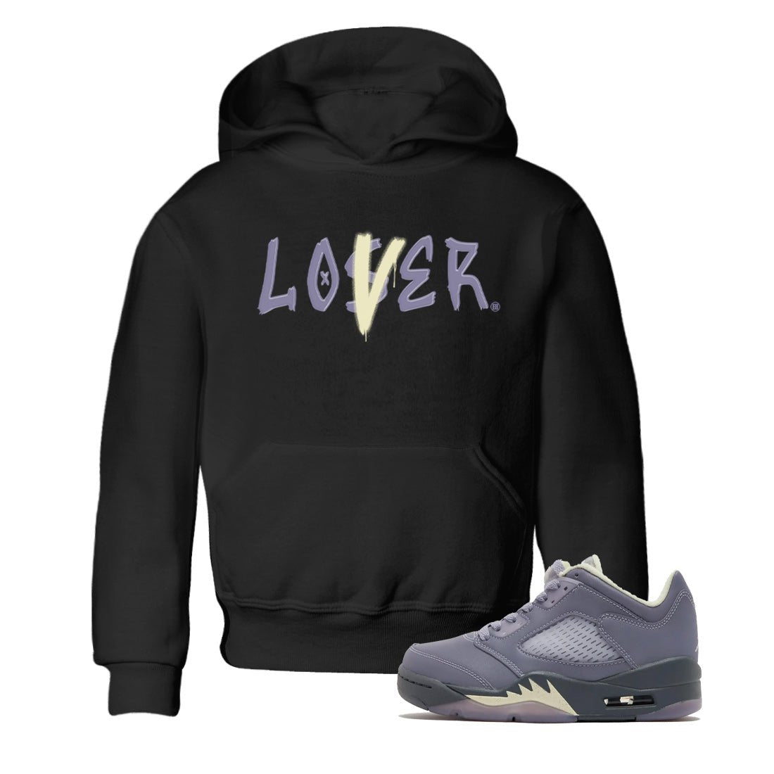 Air Jordan 5 Indigo Haze Sneaker Match Tees Loser Lover 5s Indigo Haze Tee Sneaker Release Tees Kids Shirts Black 1