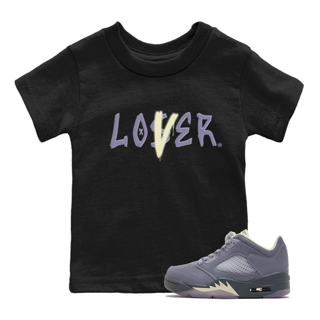 Air Jordan 5 Indigo Haze Sneaker Match Tees Loser Lover 5s Indigo Haze Tee Sneaker Release Tees Kids Shirts Black 1