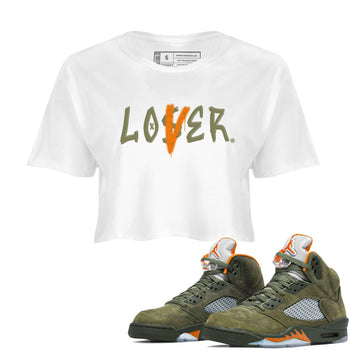 5s Olive shirt to match jordans Loser Lover sneaker tees Air Jordan 5 Olive SNRT Sneaker Release Tees White 1 crop length shirt