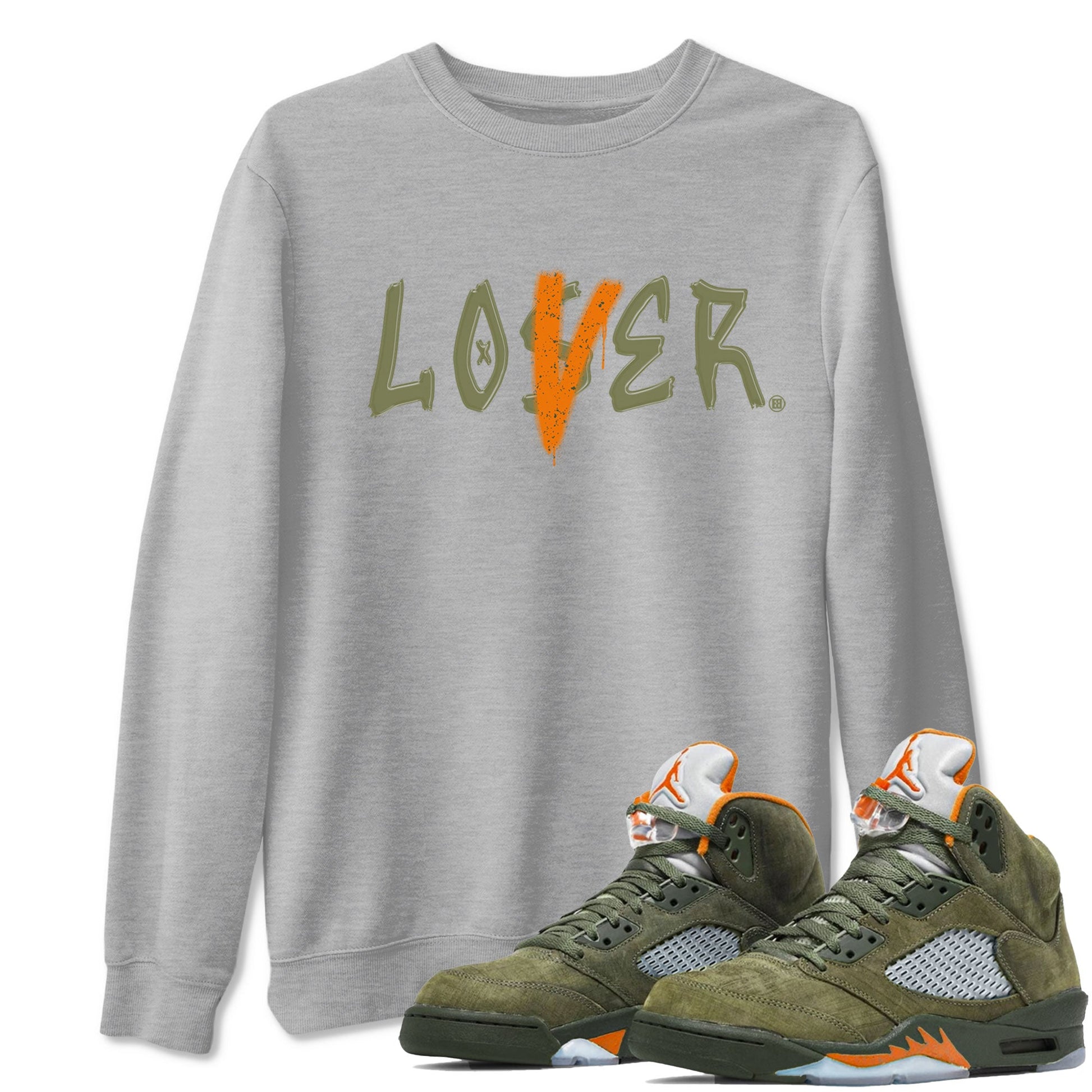 5s Olive shirt to match jordans Loser Lover sneaker tees Air Jordan 5 Retro Olive SNRT Sneaker Release Tees unisex cotton Heather Grey 1 crew neck shirt