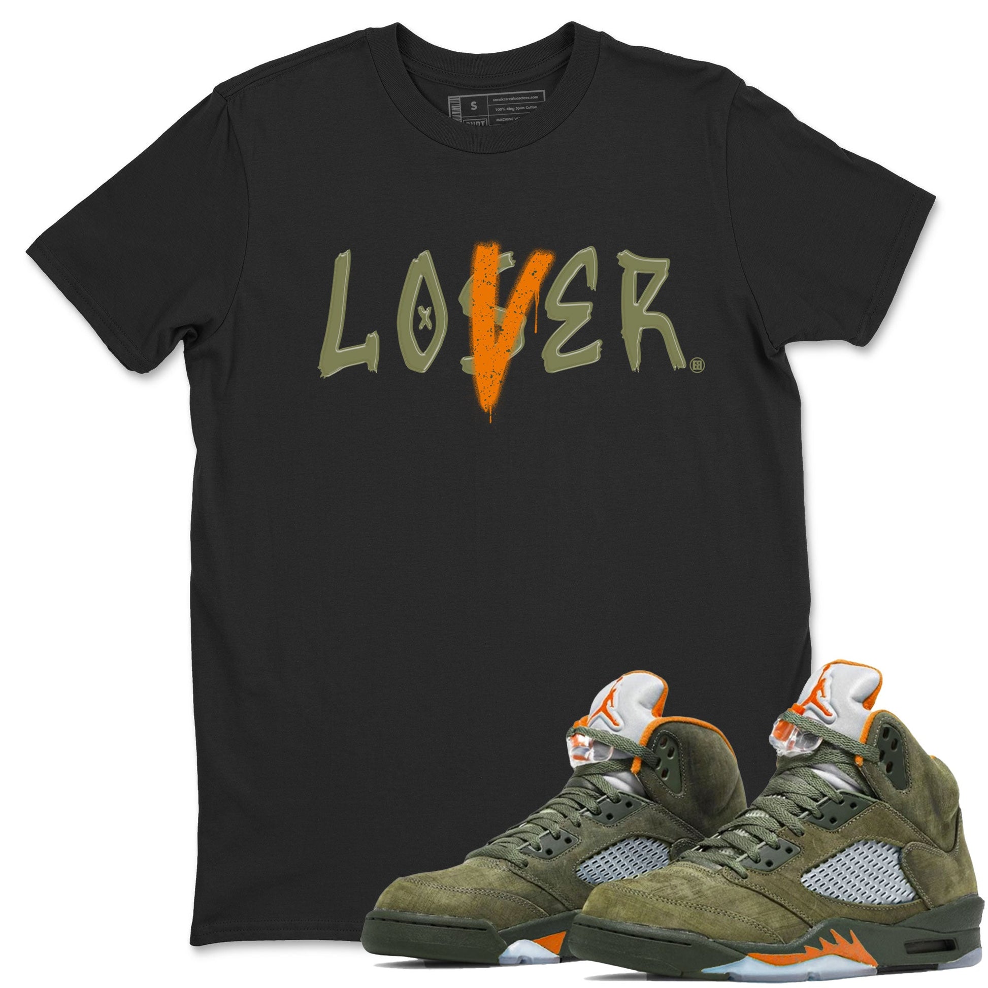 5s Olive shirt to match jordans Loser Lover sneaker tees Air Jordan 5 Retro Olive SNRT Sneaker Release Tees unisex cotton Black 1 crew neck shirt