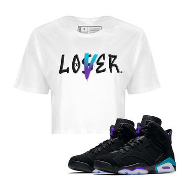 AJ6 Aqua Sneaker Match Tees Loser Lover Sneaker Tees Air Jordan 6 Aqua SNRT Sneaker Release Tees Women's Shirts White 1