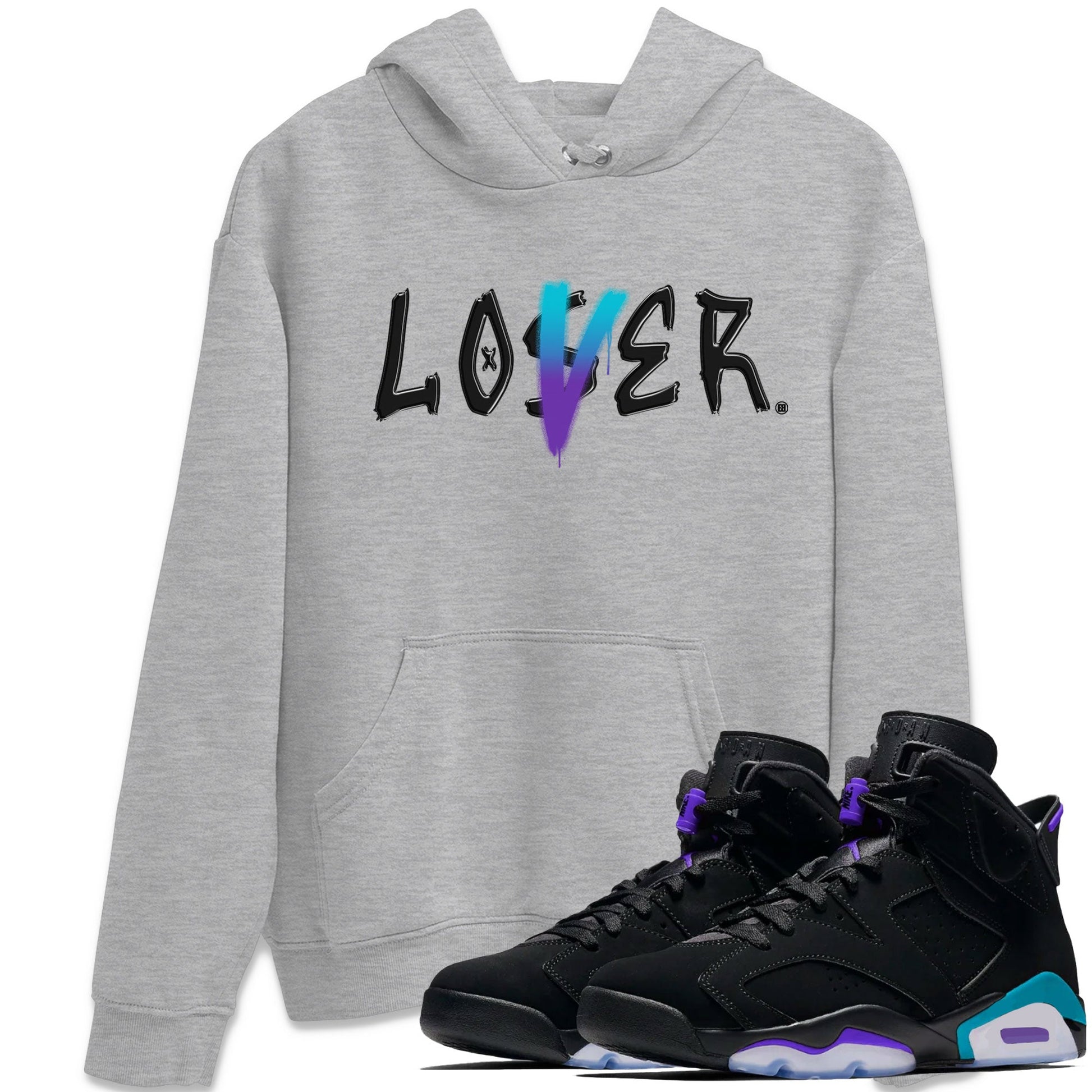 AJ6 Aqua Sneaker Match Tees Loser Lover Sneaker Tees Air Jordan 6 Aqua SNRT Sneaker Release Tees Unisex Shirts Heather Grey 1