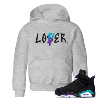 AJ6 Aqua Sneaker Match Tees Loser Lover Sneaker Tees Air Jordan 6 Aqua SNRT Sneaker Release Tees Kids and Baby Youth Shirts Heather Grey 1