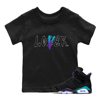 AJ6 Aqua Sneaker Match Tees Loser Lover Sneaker Tees Air Jordan 6 Aqua SNRT Sneaker Release Tees Kids and Baby Youth Shirts Black 1