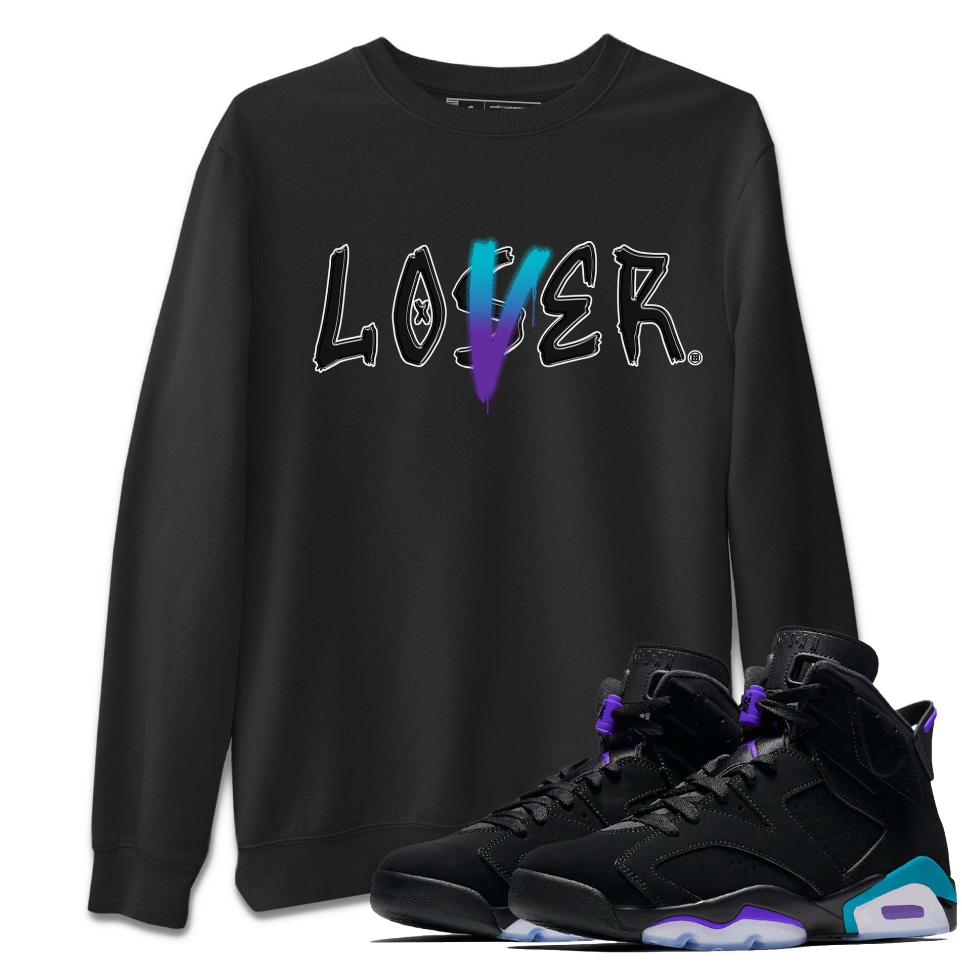 AJ6 Aqua Sneaker Match Tees Loser Lover Sneaker Tees Air Jordan 6 Aqua SNRT Sneaker Release Tees Unisex Shirts Black 1