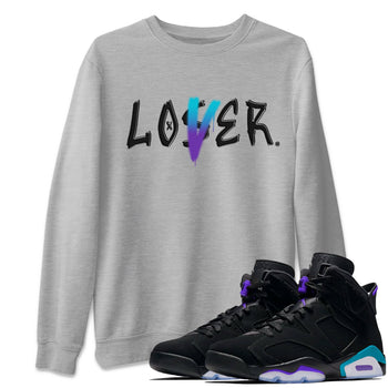 AJ6 Aqua Sneaker Match Tees Loser Lover Sneaker Tees Air Jordan 6 Aqua SNRT Sneaker Release Tees Unisex Shirts Heather Grey 1