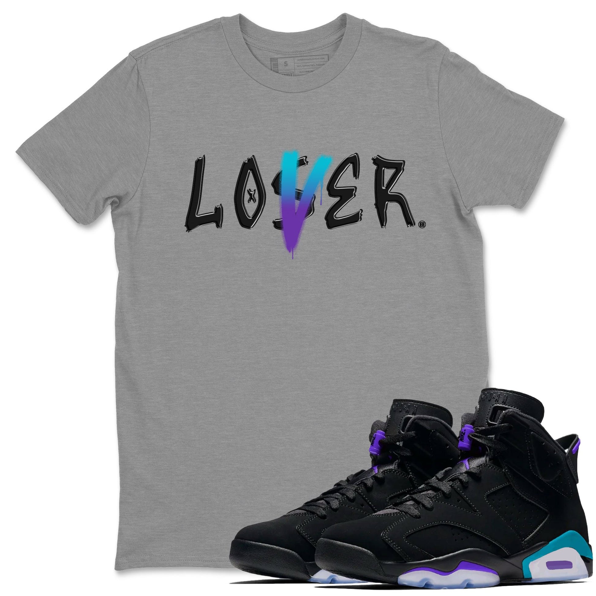 AJ6 Aqua Sneaker Match Tees Loser Lover Sneaker Tees Air Jordan 6 Aqua SNRT Sneaker Release Tees Unisex Shirts Heather Grey 1