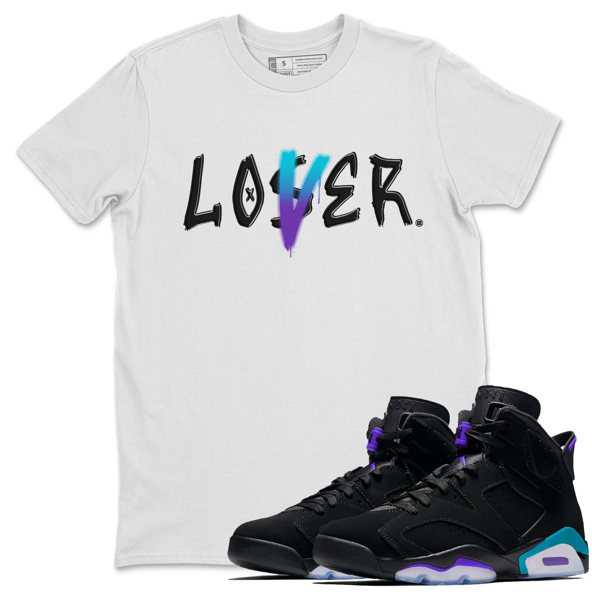 AJ6 Aqua Sneaker Match Tees Loser Lover Sneaker Tees Air Jordan 6 Aqua SNRT Sneaker Release Tees Unisex Shirts White 1