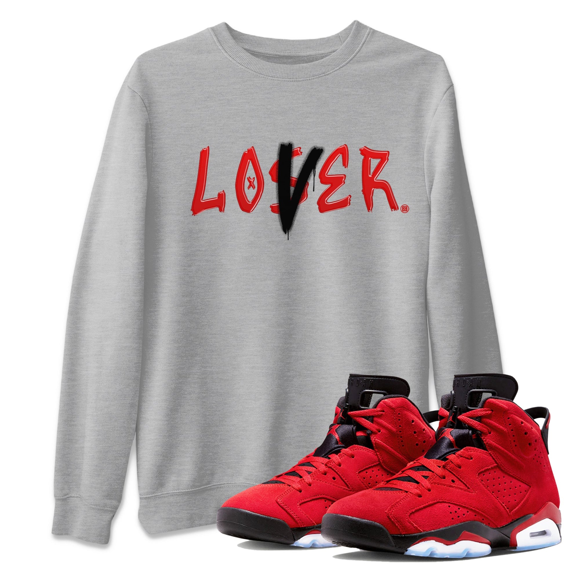 Air Jordan 6 Toro Bravo Sneaker Match Tees Loser Lover Sneaker Tees AJ6 Toro Bravo Shirt Unisex Shirts Heather Grey 1