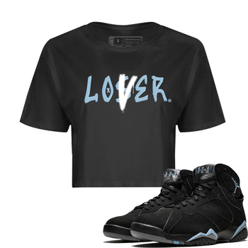 Air Jordan 7 Chambray Sneaker Match Tees Loser Lover Sneaker Tees AJ7 Chambray SNRT Sneaker Release Tees Women's Shirts Black 1